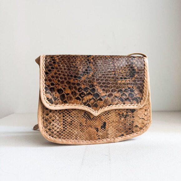 Vintage snakeskin Square Whipstitch Shoulder Bag - Picture 2 of 6